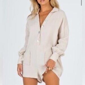 Princess Polly exclusive Trixie tan waffle romper